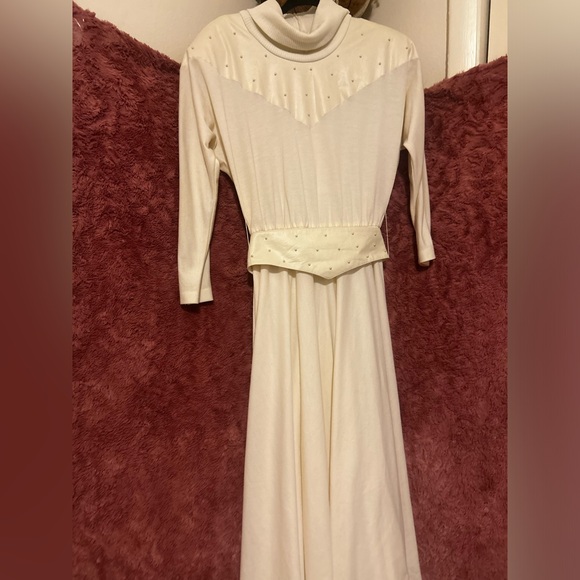 Rare Vintage Pearl Embellished 1980’s Formal Dress 8 with belt 80s Toni Todd - Picture 3 of 6